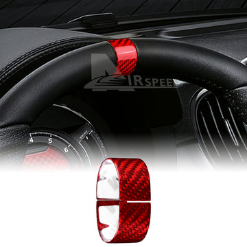 For FIAT 500 2020-2024 Car Steering Wheel Trim Ring Cover Trim Red Carbon Fiber