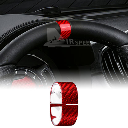 For FIAT 500 2020-2024 Car Steering Wheel Trim Ring Cover Trim Red Carbon Fiber - product view