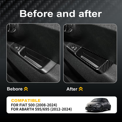 Door Window Lift Frame Cover Carbon Fiber for FIAT 500 08-24 Abarth 595 12-24 - detail view 4