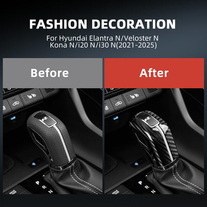 AIRSPEED Real Hard Carbon Fiber Gearshift Hood Button Frame Covers for Hyundai Elantra N (2021-2025), Interior Decor Decal Car Accessories, Black - detail view 3