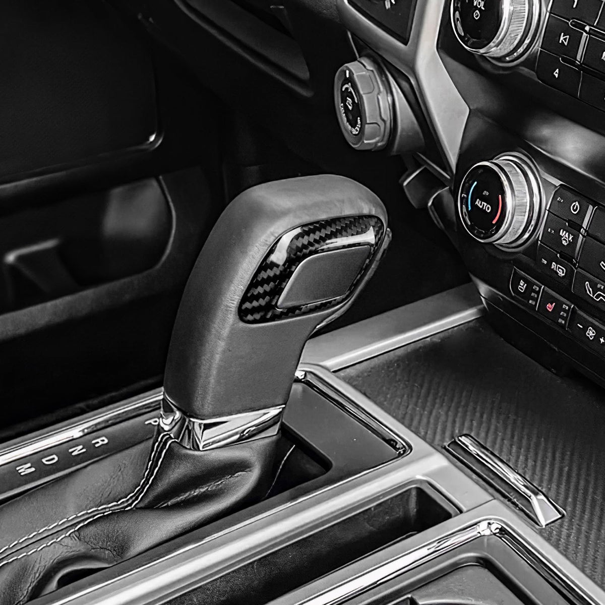 AIRSPEED for Ford F150 Carbon Fiber Gear Shift Knob Cover, Carbon Gear Head Interior Trim Accessory - detail view 4