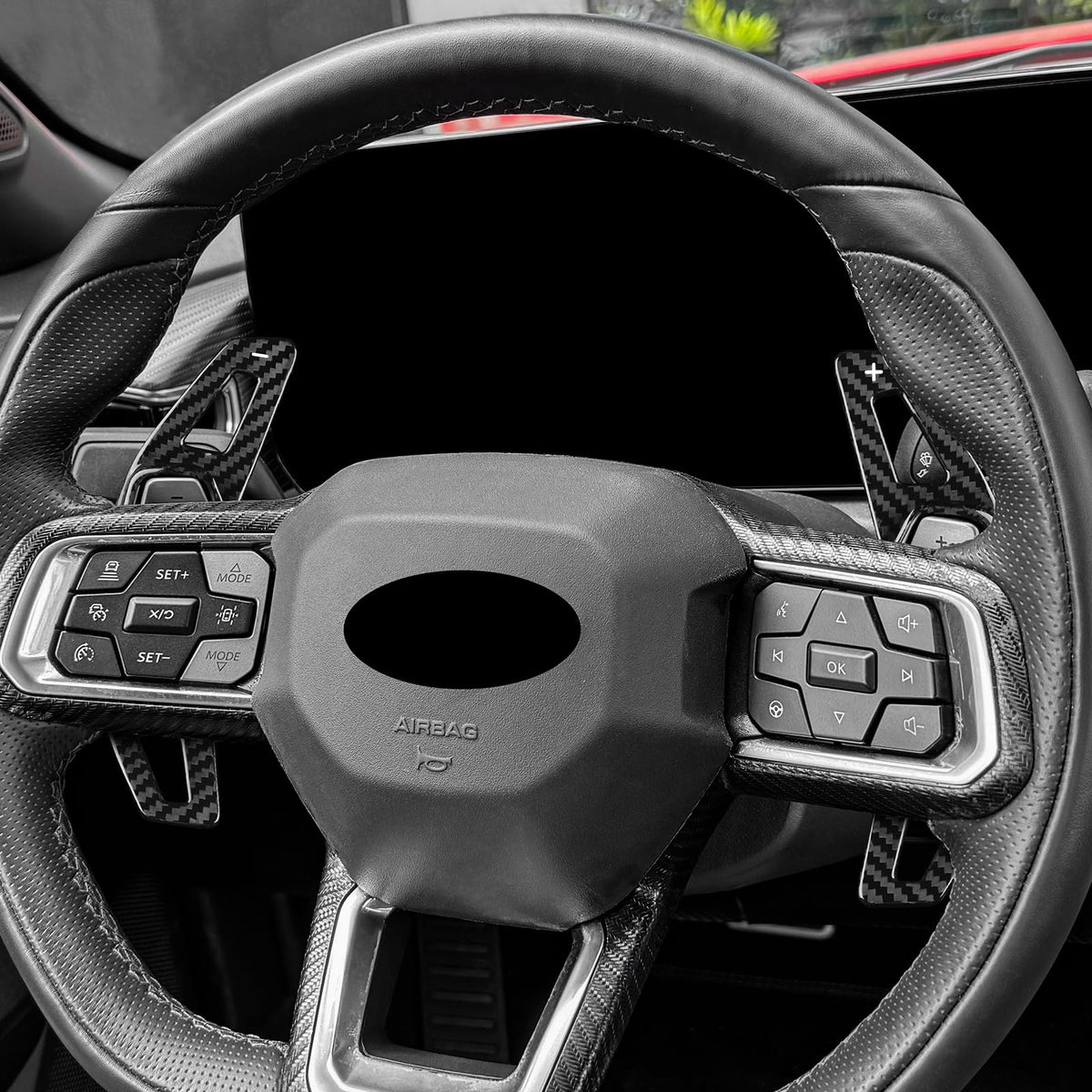 AIRSPEED Hard Carbon Fiber Steering Wheel Paddles for Ford Mustang (2024-2026), Decor Interior Center Console Car Accessories Black - detail view 6