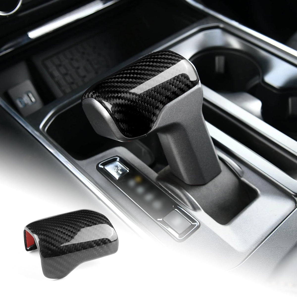AIRSPEED for Ford F150 Carbon Fiber Gear Shift Knob Cover, Carbon Gear Head Interior Trim Accessory - detail view 8