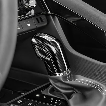 AIRSPEED Real Hard Carbon Fiber Gearshift Hood Button Frame Covers for Hyundai Elantra N (2021-2025), Interior Decor Decal Car Accessories, Black - detail view 7