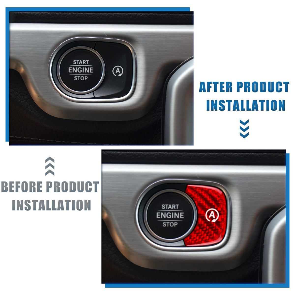AIRSPEED Carbon Fiber Engine Start Switch Decorative Interior Sticker for Mercedes-Benz A-Class W177, GLE W167, G-Class W464 & GLS X167 - product view