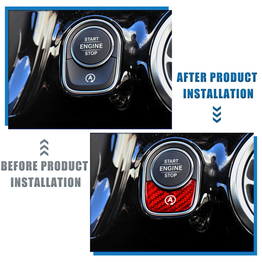 AIRSPEED Carbon Fiber Engine Start/Stop Button Sticker for Mercedes-Benz A-Class W177, GLB X247 & CLA AMG W247 (Red)