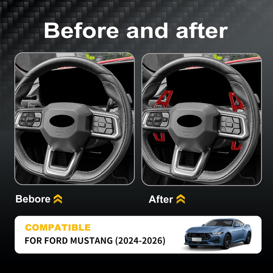 AIRSPEED 2-Piece Hard Carbon Fiber DSG Paddle Shifter Extensions for 2024-2026 Ford Mustang