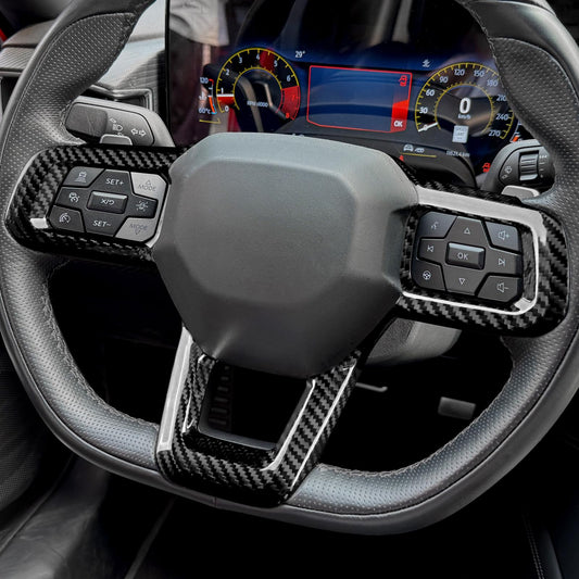AIRSPEED Hard Carbon Fiber Steering Wheel Lower Spoke Trim for 2024-2027 Ford Mustang - product view