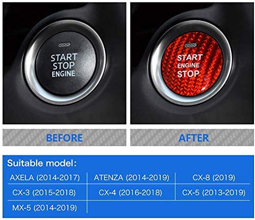 AIRSPEED Carbon Fiber Car Engine Start Button Sticker Interior Trim for Mazda Axela Atenza CX-3 CX-4 CX-5 CX-8 MX-5 Accessories - detail view