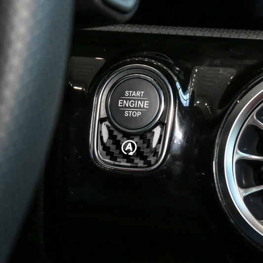 AIRSPEED Carbon Fiber Engine Start/Stop Button Sticker for Mercedes-Benz A-Class W177, GLB X247 & CLA AMG W247 - detail view