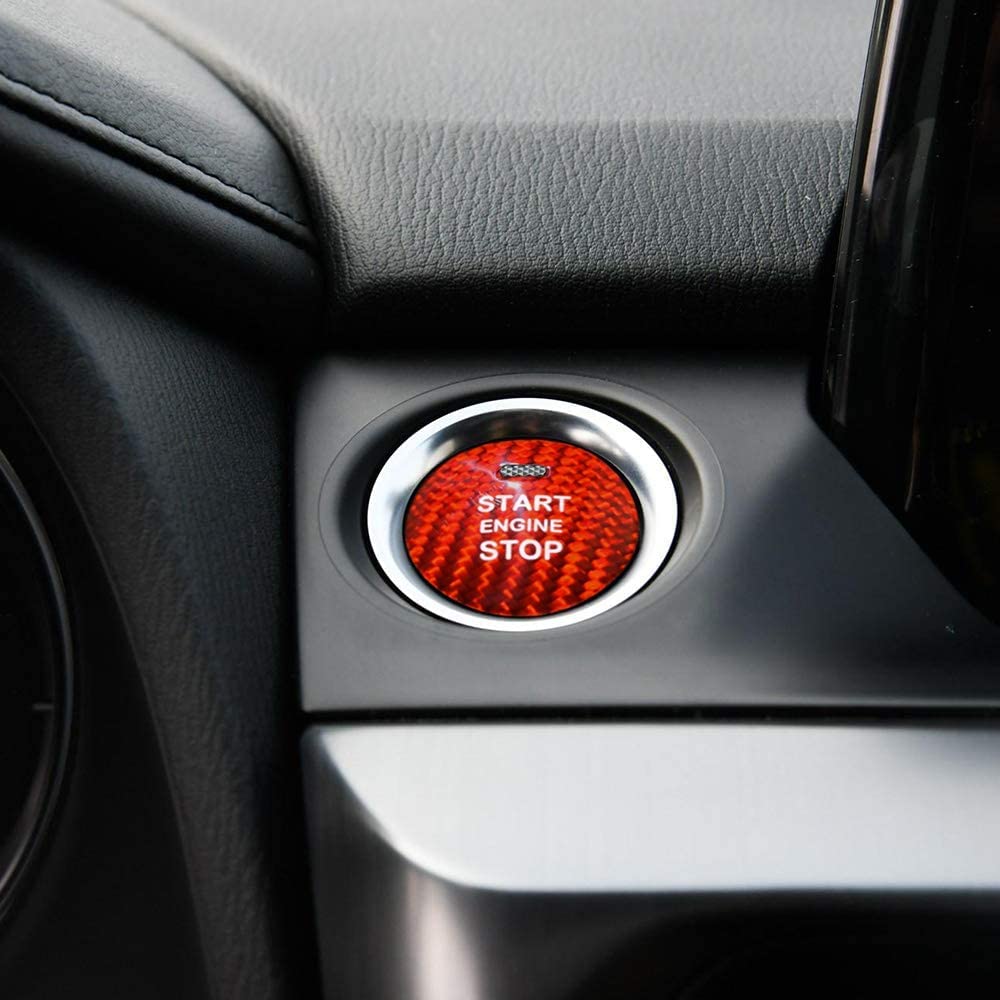 AIRSPEED Carbon Fiber Car Engine Start Button Sticker Interior Trim for Mazda Axela Atenza CX-3 CX-4 CX-5 CX-8 MX-5 Accessories (Red) - detail view 3