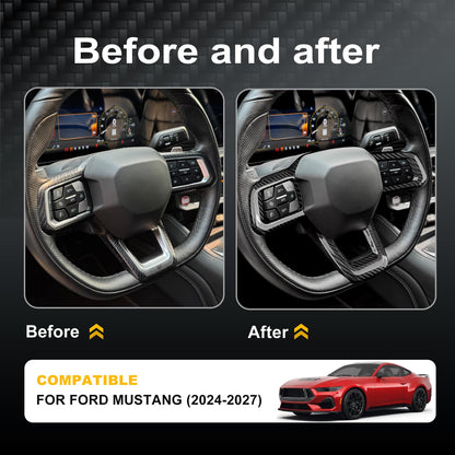 AIRSPEED Hard Carbon Fiber Steering Wheel Lower Spoke Trim for 2024-2027 Ford Mustang - detail view