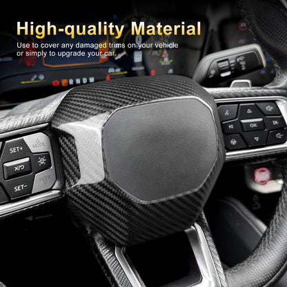 AIRSPEED Hard Carbon Fiber Steering Wheel Panel Trim for 2024-2027 Ford Mustang (Black) - detail view 4
