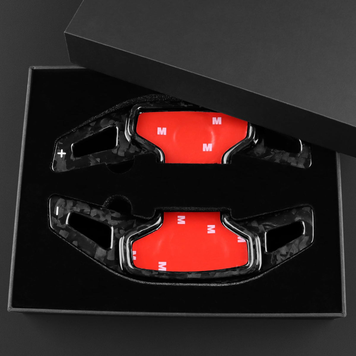 AIRSPEED 2-Piece Hard Carbon Fiber DSG Paddle Shifter Extensions for 2024-2026 Ford Mustang - detail view 5