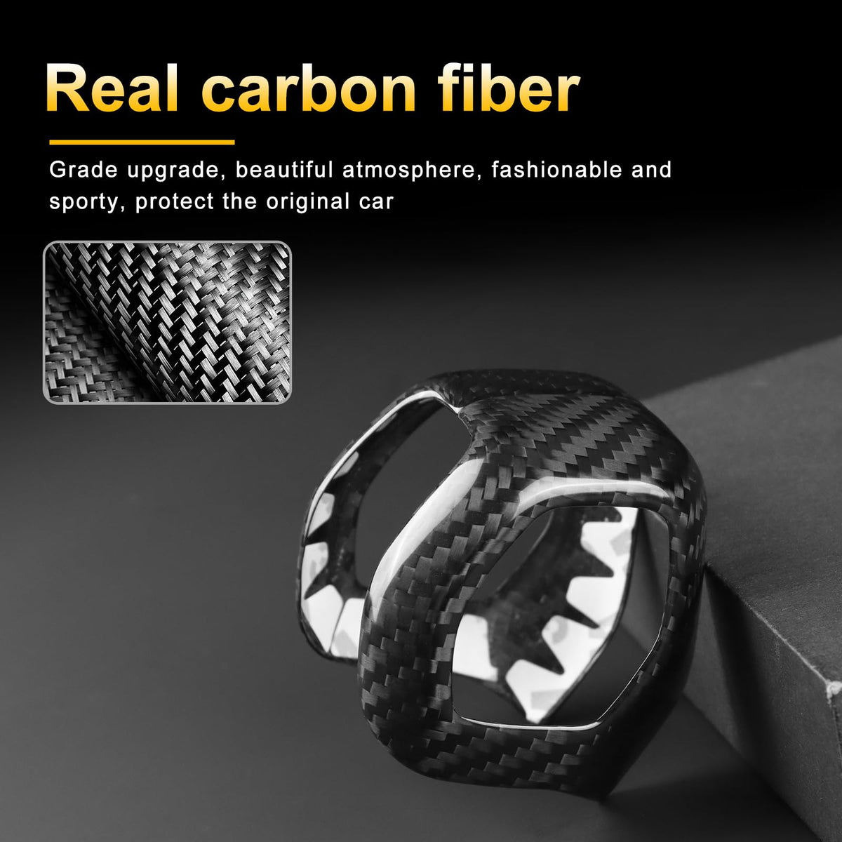 AIRSPEED Hard Carbon Fiber Gear Shift Knob Cover for 2021-2026 Ford Fiesta - detail view 6