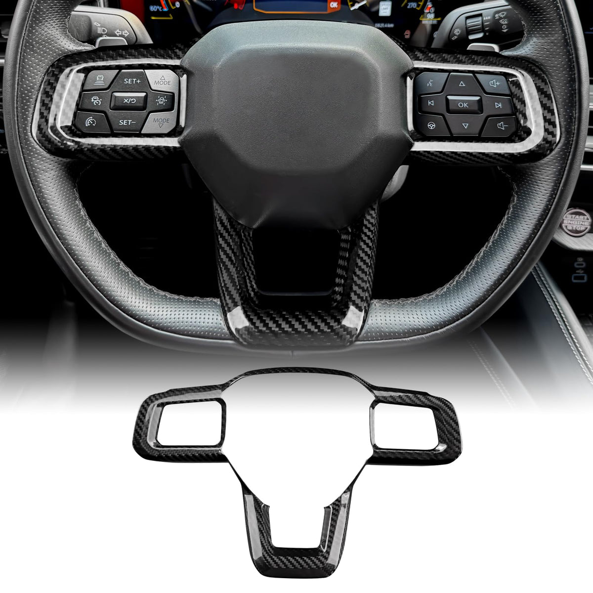 AIRSPEED Hard Carbon Fiber Steering Wheel Lower Spoke Trim for 2024-2027 Ford Mustang - detail view 9