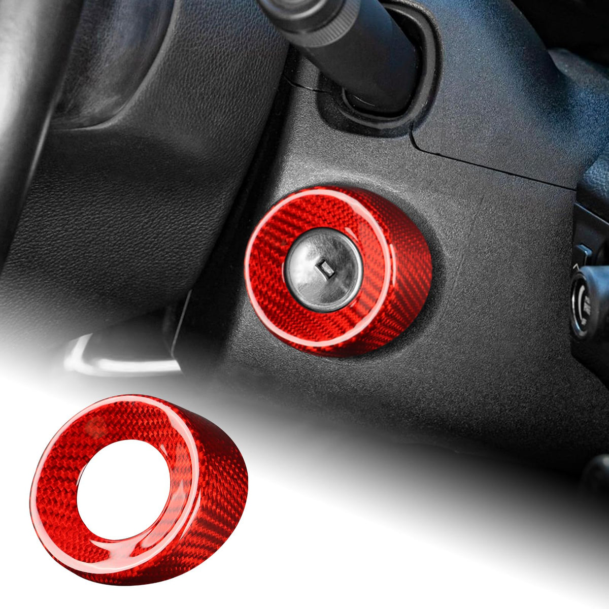 AIRSPEED Carbon Fiber Ignition Key Ring Interior Decorative Sticker for 2010-2015 Chevrolet Camaro - detail view 9