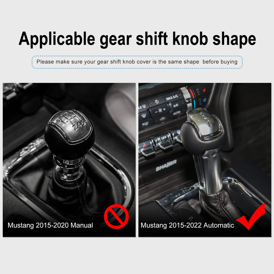 AIRSPEED Carbon Fiber Gear Shift Knob Cover and Interior Trim for 2015-2020 Ford Mustang (Red)