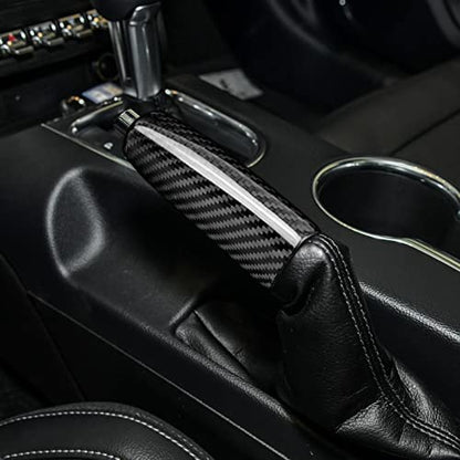 AIRSPEED Carbon Fiber Handbrake Handle Cover for 2015-2022 Ford Mustang - detail view 3