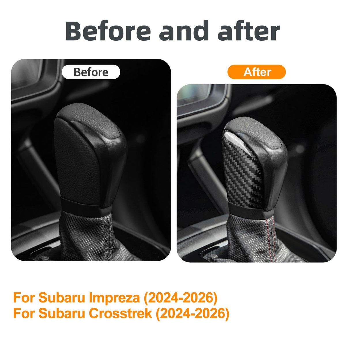 AIRSPEED Hard Carbon Fiber Gear Shift Knob Cover for 2024-2026 Subaru Crosstrek/Impreza (RHD) - detail view 3