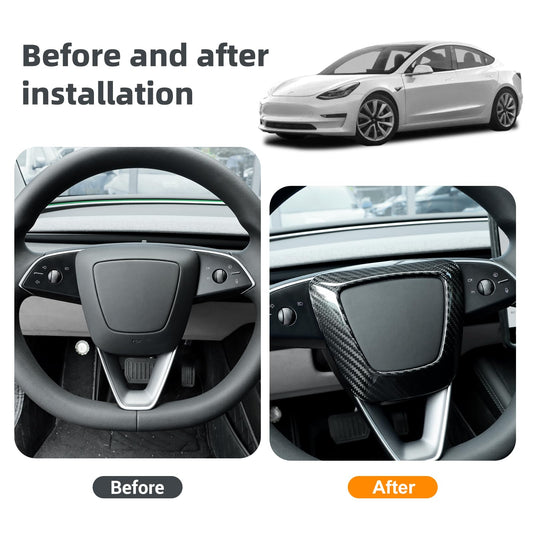 AIRSPEED Carbon Fiber Airbag Cover Decorative Sticker for 2024 Tesla Model 3 Highland - detail view