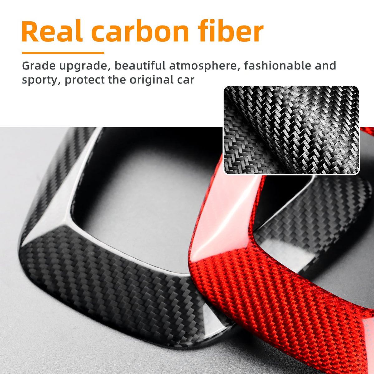 AIRSPEED Carbon Fiber Airbag Cover Decorative Sticker for 2024 Tesla Model 3 Highland - detail view 3