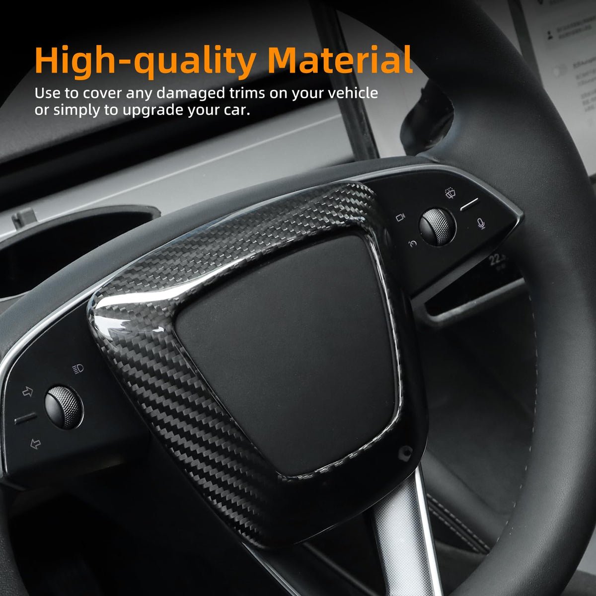 AIRSPEED Carbon Fiber Airbag Cover Decorative Sticker for 2024 Tesla Model 3 Highland - detail view 4