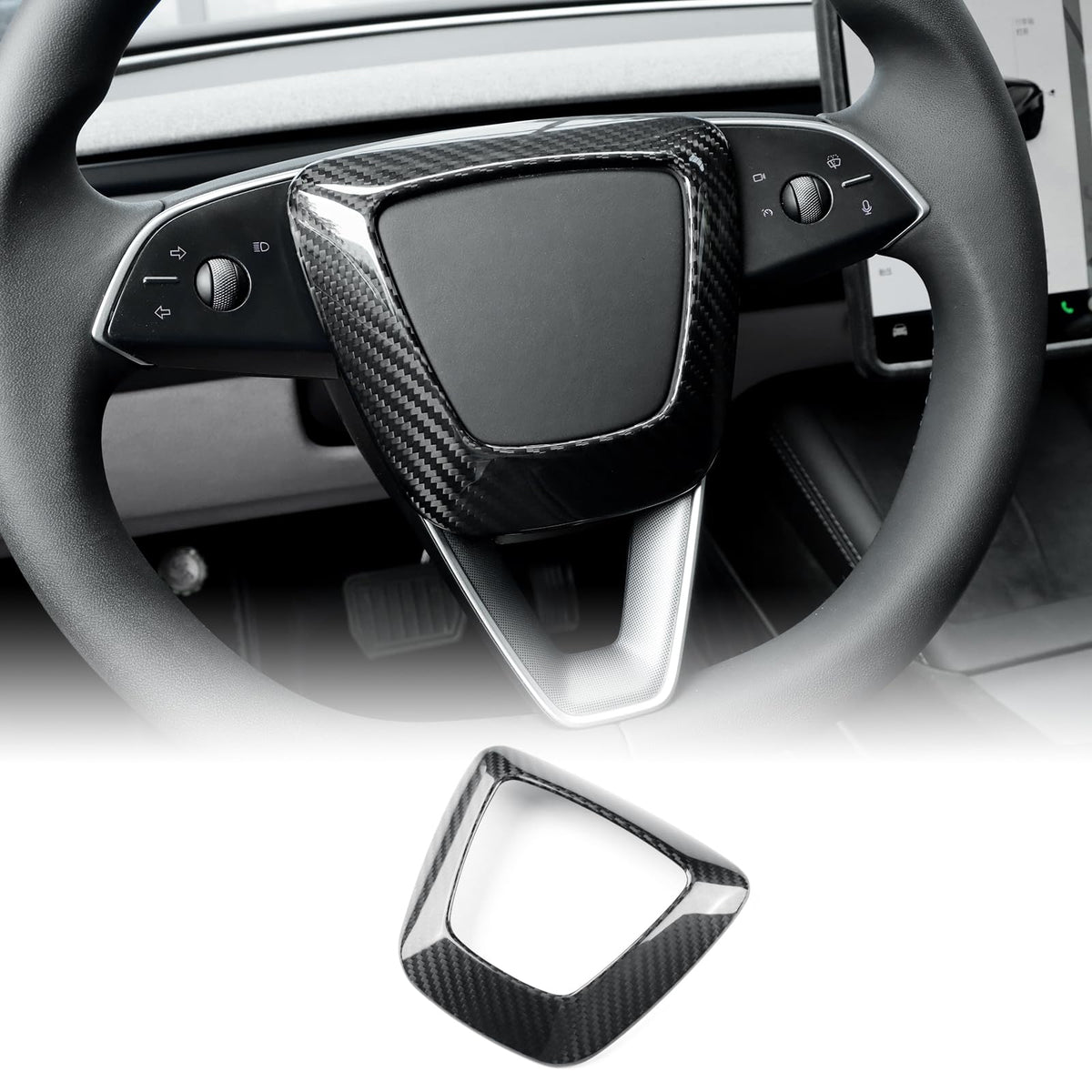 AIRSPEED Carbon Fiber Airbag Cover Decorative Sticker for 2024 Tesla Model 3 Highland - detail view 9