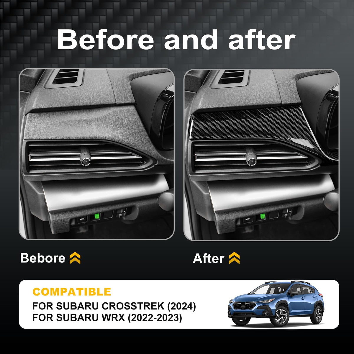 AIRSPEED Covers for Subaru BRZ GR86 WRX (2021-2023), Real Hard Carbon Fiber Car Accessories Panel, Black - product view