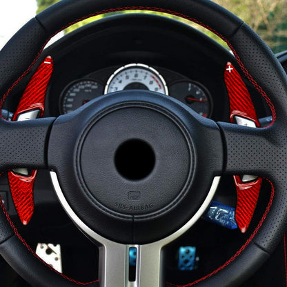 AIRSPEED Hard Carbon Fiber Steering Wheel Paddles for Subaru BRZ Paddles(2012-2017) Decor Interior Center Console Car Accessories Red - detail view 5