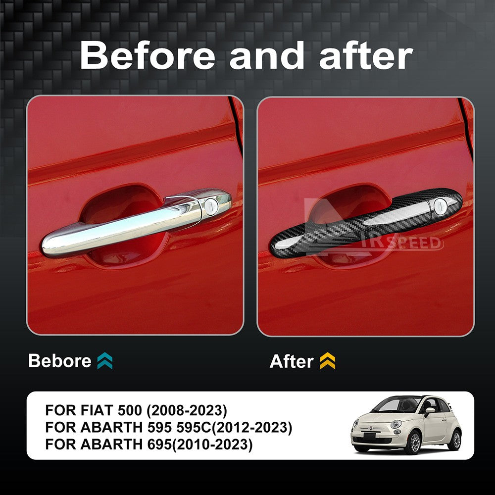 Carbon Fiber Exterior Door Handle Cover For FIAT 500 08-23 Abarth 595 595C 12-23 - detail view 3