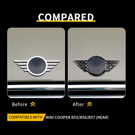 AIRSPEED Carbon Fiber Rear Trunk Logo Badge Cover for MINI Cooper R55, R56 & R57 (120 mm) - detail view