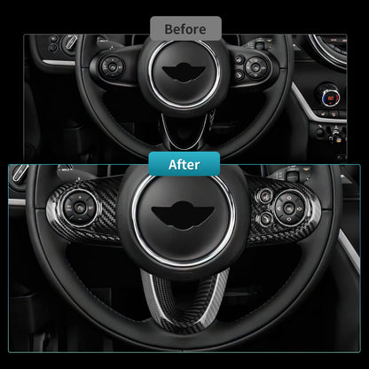 AIRSPEED Carbon Fiber Car Steering Wheel Button Stickers for Mini Cooper Clubman F54 F55 F56 F60 Countryman Cabrio F57 Accessories, General Version - detail view