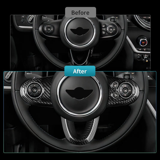 AIRSPEED Carbon Fiber Car Steering Wheel Button Stickers for Mini Cooper Clubman F54 F55 F56 F60 Countryman Cabrio F57 Accessories, General Version - detail view