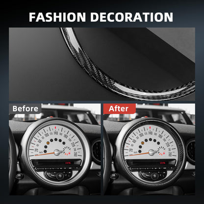 AIRSPEED Real Carbon Fiber Center Console Gear Shift Frame Cover for MINI R55 R56 R57 2007-2013 Speed Indicator Inside Frame Panel Interior Accessories Trim Decoration, Black - detail view