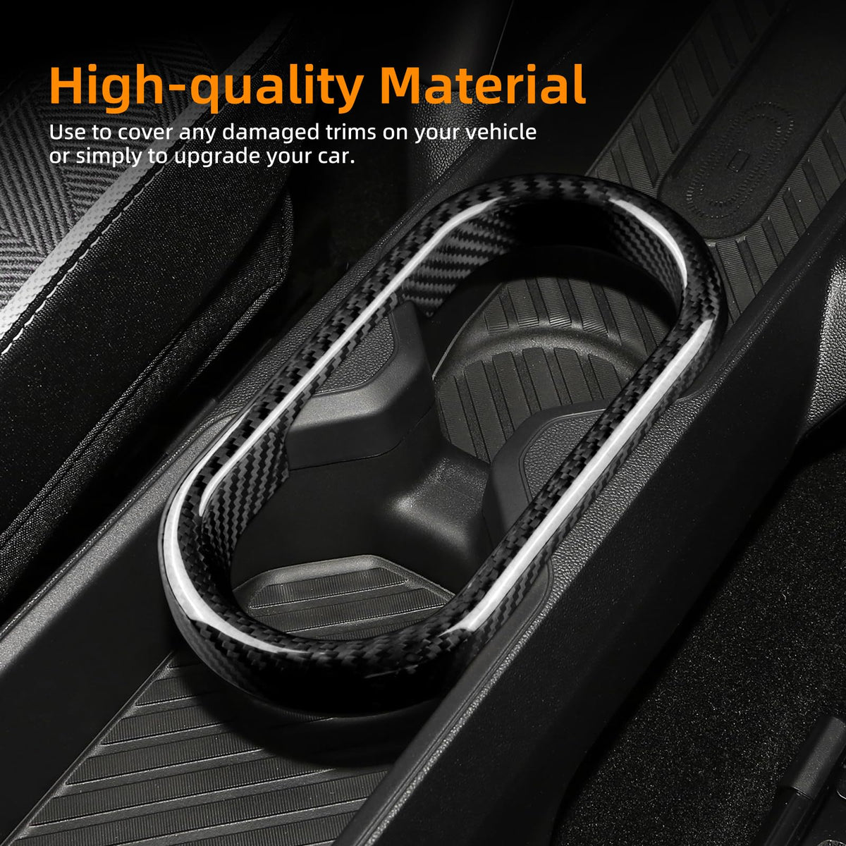 AIRSPEED Carbon Fiber Center Console Cup Holder Frame Cover for MINI J05 Aceman & J01 EV (2024-2025, RHD) - product view