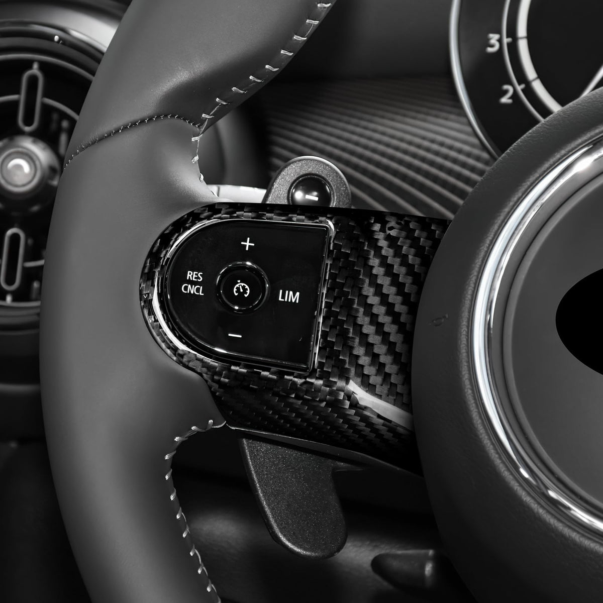 AIRSPEED Carbon Fiber Steering Wheel Button Trim for MINI F55, F56 & F60 (2022-2023, RHD) - product view