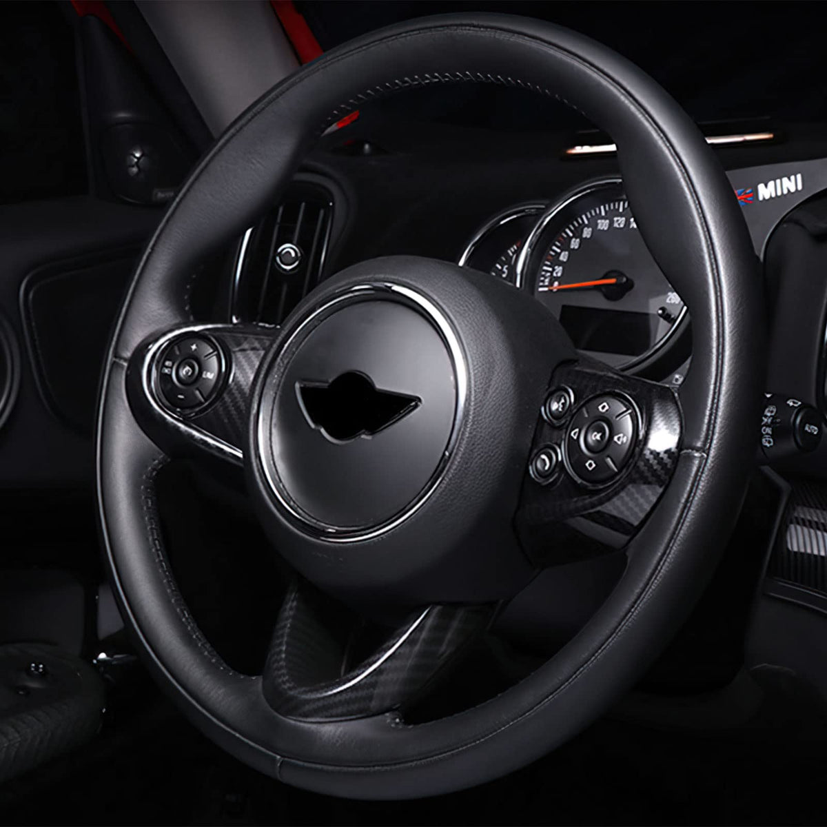 AIRSPEED Carbon Fiber Car Steering Wheel Button Stickers for Mini Cooper Clubman F54 F55 F56 F60 Countryman Cabrio F57 Accessories, General Version - detail view 3