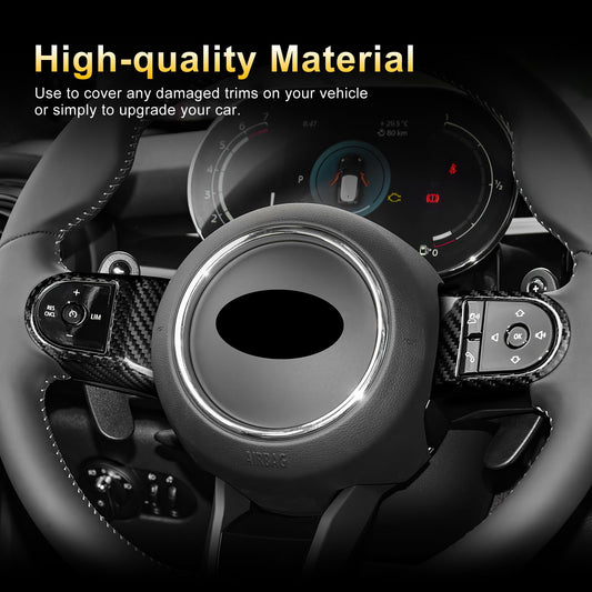 AIRSPEED Carbon Fiber Steering Wheel Button Trim for MINI F55, F56 & F60 (2022-2023, RHD) - detail view