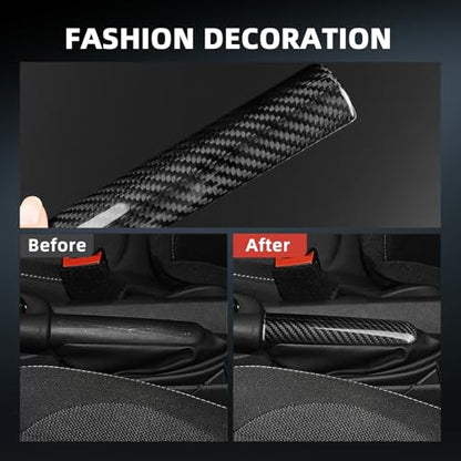 AIRSPEED Handbrake Cap Handle Lever Cover for MINI Cooper F55 F56 (2014-2023), Hard Carbon Fiber Sticker for F57 (2017-2023), Tailgate Frame Protection Cover Decor Accessories, Black - detail view 3