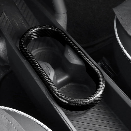 AIRSPEED Carbon Fiber Center Console Cup Holder Frame Cover for MINI J05 Aceman & J01 EV (2024-2025, RHD) - detail view