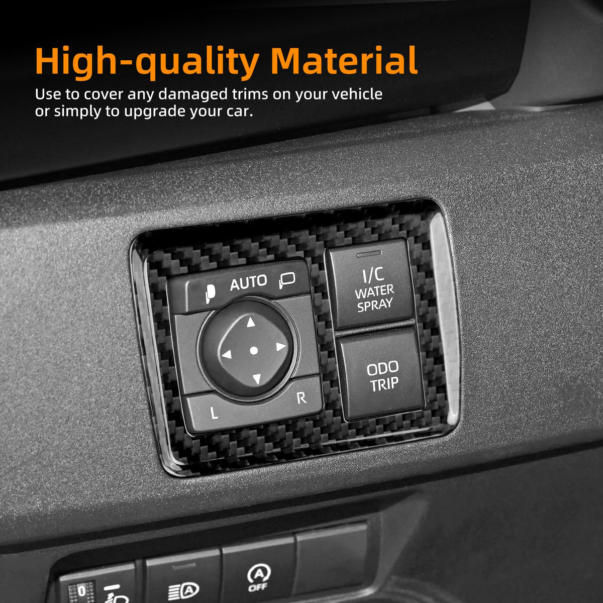 AIRSPEED Hard Carbon Fiber Mirror Switch Frame Cover for 2025-2026 Toyota GR Yaris - detail view