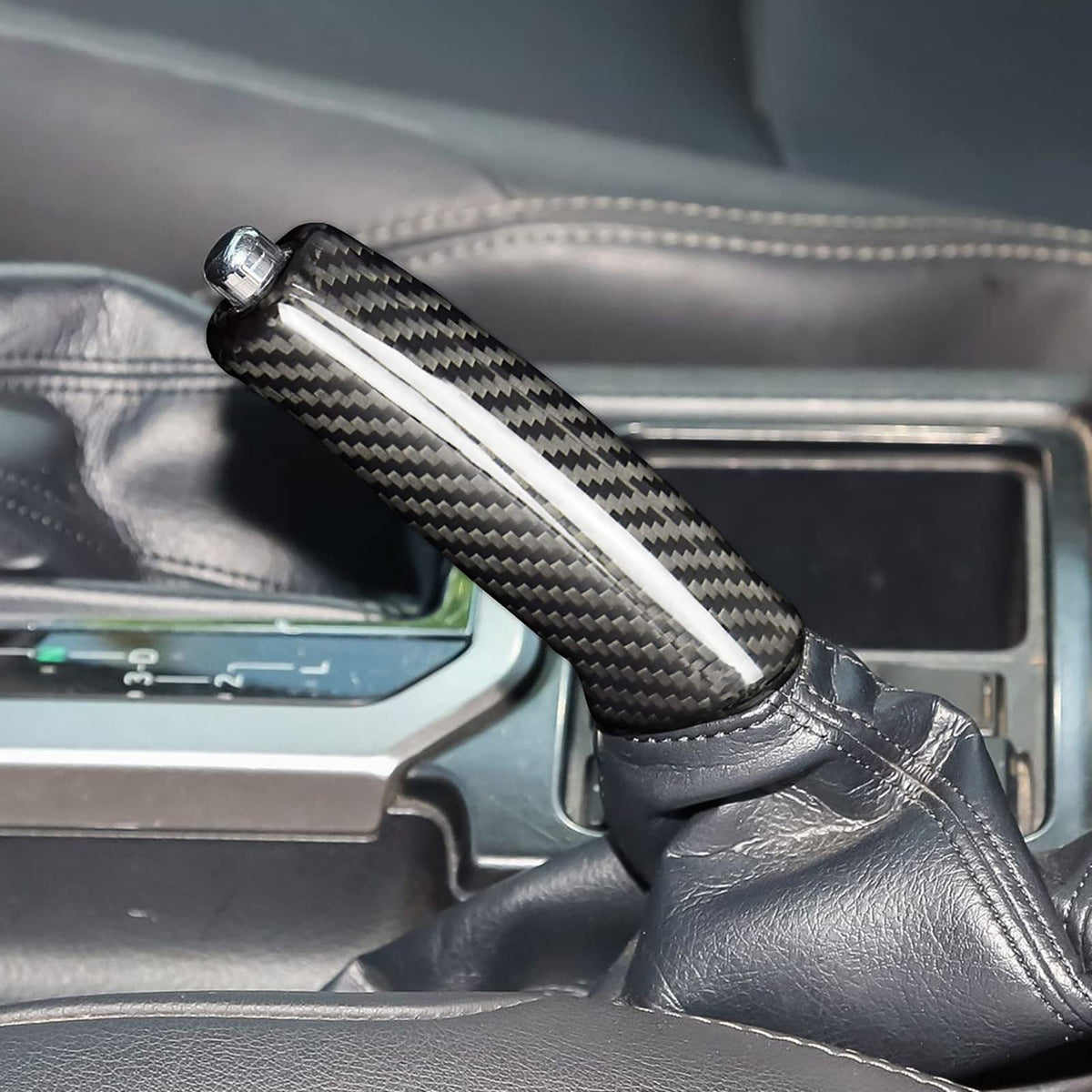 JUPIZEUS Real Carbon Fiber, for Toyota, Car Handbrake Cover Grip Replace Brake Handle Lever for Toyota Land Cruiser Prado 150 120, Interior Trim Accessories, Black - detail view 3