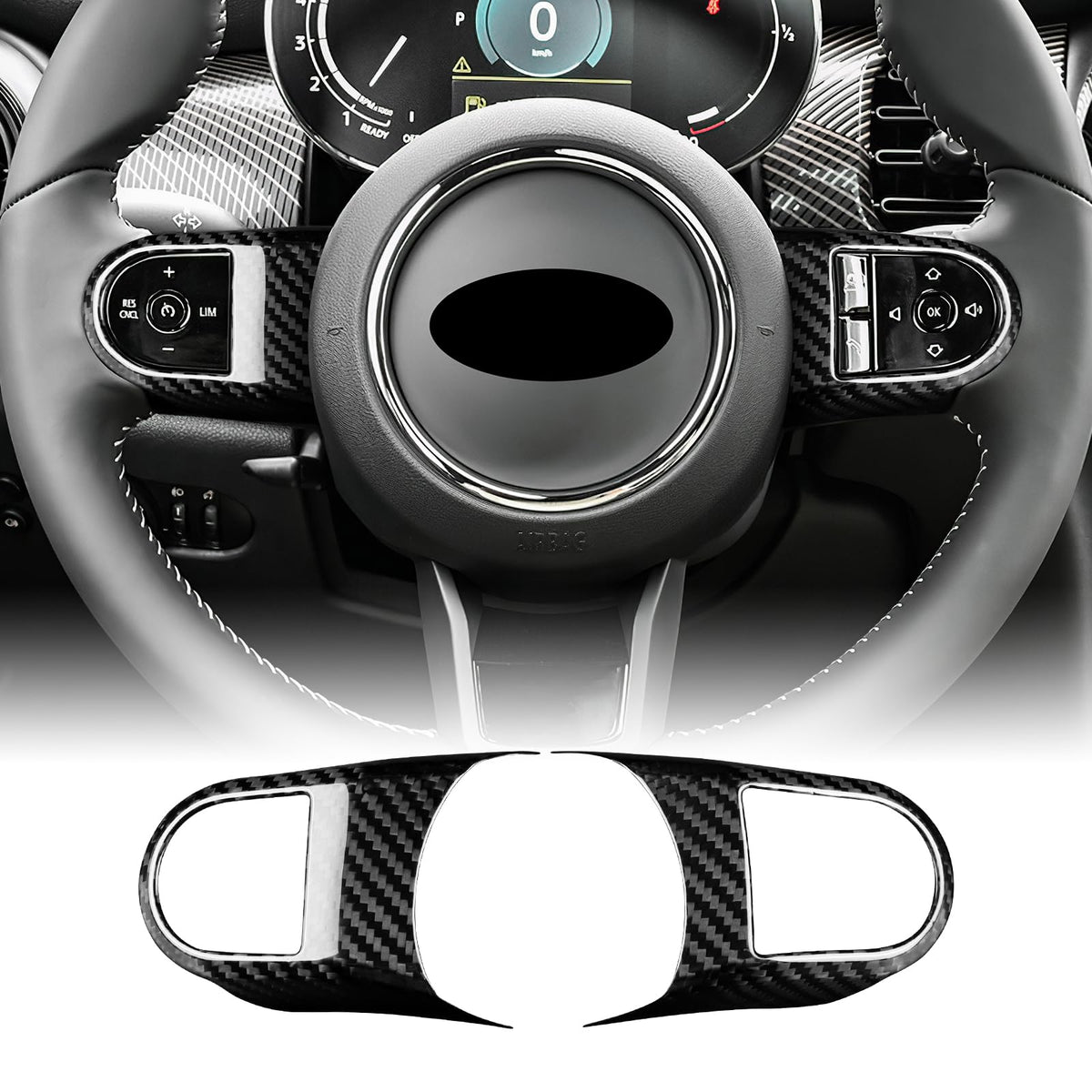 AIRSPEED Carbon Fiber Steering Wheel Button Trim for MINI F55, F56 & F60 (2022-2023, RHD) - detail view 7