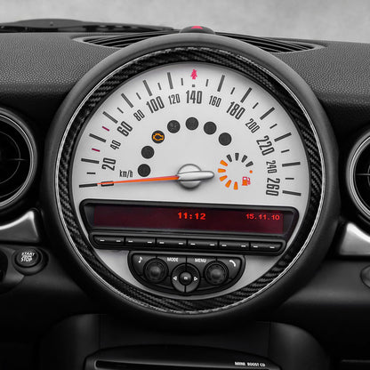 AIRSPEED Real Carbon Fiber Center Console Gear Shift Frame Cover for MINI R55 R56 R57 2007-2013 Speed Indicator Inside Frame Panel Interior Accessories Trim Decoration, Black - detail view 5