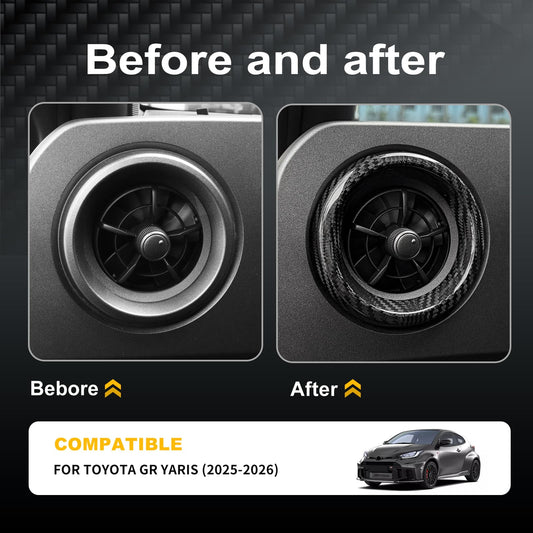 AIRSPEED Carbon Fiber Driver-Side Center Console Air Vent Frame Sticker for 2025-2026 Toyota GR Yaris - detail view