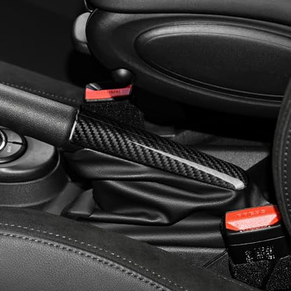 AIRSPEED Handbrake Cap Handle Lever Cover for MINI Cooper F55 F56 (2014-2023), Hard Carbon Fiber Sticker for F57 (2017-2023), Tailgate Frame Protection Cover Decor Accessories, Black - detail view 4
