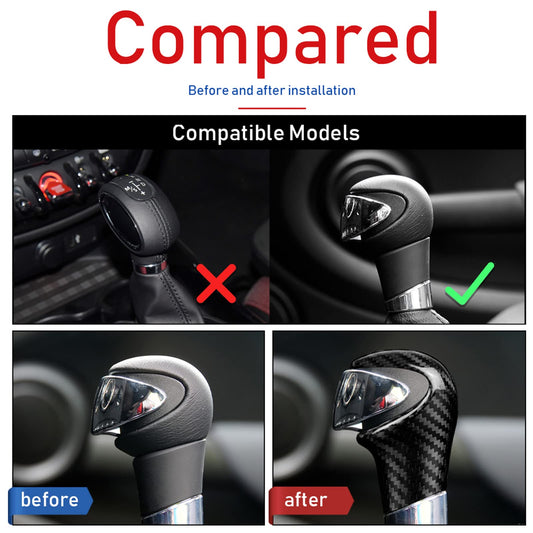AIRSPEED Carbon Fiber Gear Shift Knob Cover for MINI Cooper R55, R56, R57, R58, R59, R60 & Countryman R61 - product view