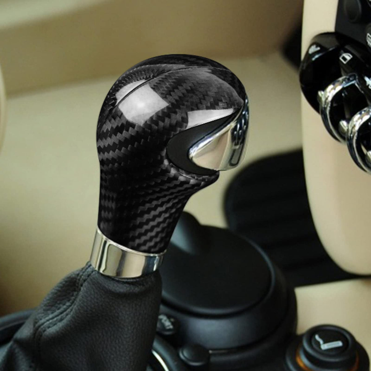 AIRSPEED Carbon Fiber Gear Shift Knob Cover for MINI Cooper R55, R56, R57, R58, R59, R60 & Countryman R61 - detail view 6