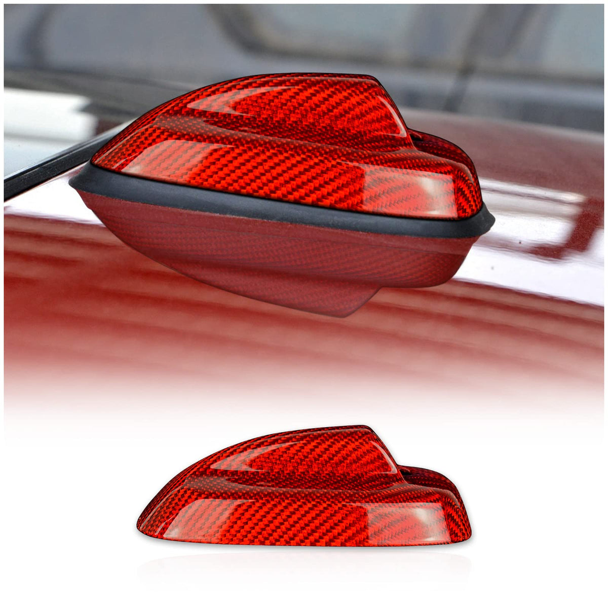 AIRSPEED Carbon Fiber Shark Fin Antenna Cover Sticker for MINI Cooper F55 & F56 (2013-2020) (Red) - detail view 9